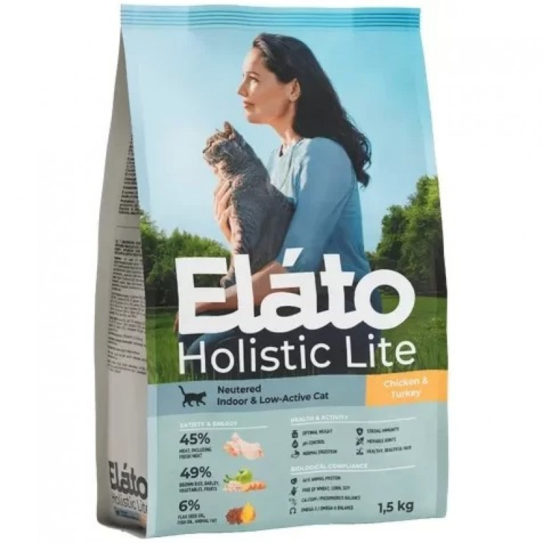 Elato Holistic Light Neutered Chicken & Turkey Полнорационный сухой корм для стерилизованных кошек с курицей и индейкой 